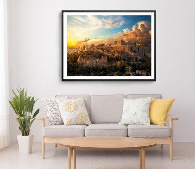 Acropolis of Athens Print, Greece Wall Art, Sunset Framed Nature Wall Art, City