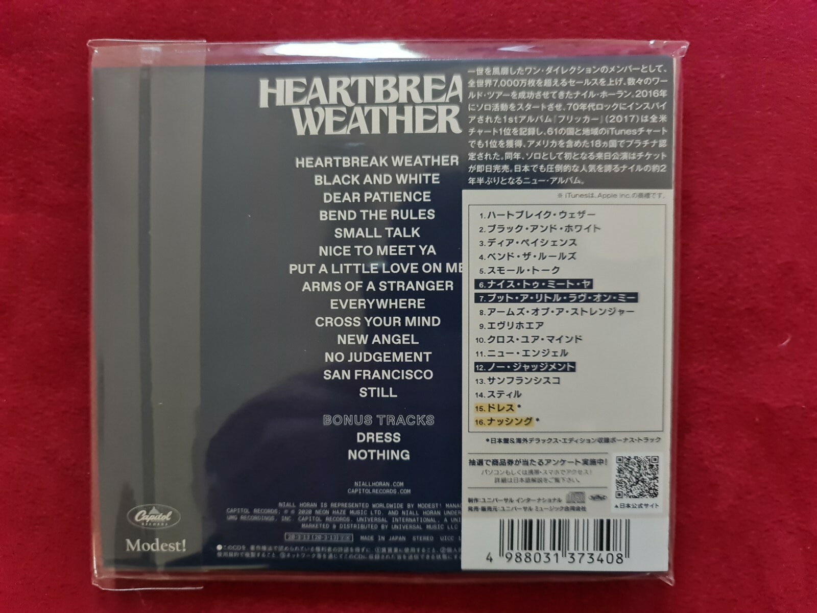 Niall Horan Heartbreak Weather One Direction Limited Japan CD 2