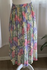 Alfred Dunner Sz 12 Vintage Pastel Floral Pleated Skirt Elastic Waist
