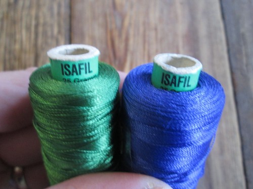 Isafil Used Spools of Rayon Viskose Thread Blue & Green Ackermann Goggingen - Picture 2 of 6