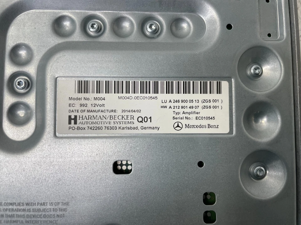 Sistema de sonido amplificador Harman Becker 2014-2018 Mercedes CLA45 AMG 1352 FABRICANTE DE EQUIPOS ORIGINALES Foto 4 de 4