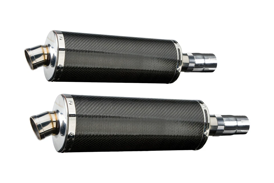 Kit silenciador escape carbono ovalado Kawasaki EN500C 500 Vulcan 96-09 Slip On 14" Foto 2 de 4