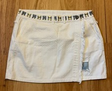 Desigual White Embroidered Wrap Jean Skirt W/ Fringe, Size 10 (US) 34 (D) NWT!