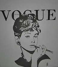 Audrey Hepburn vogue original glass art one of a kind freehand etch limited edit