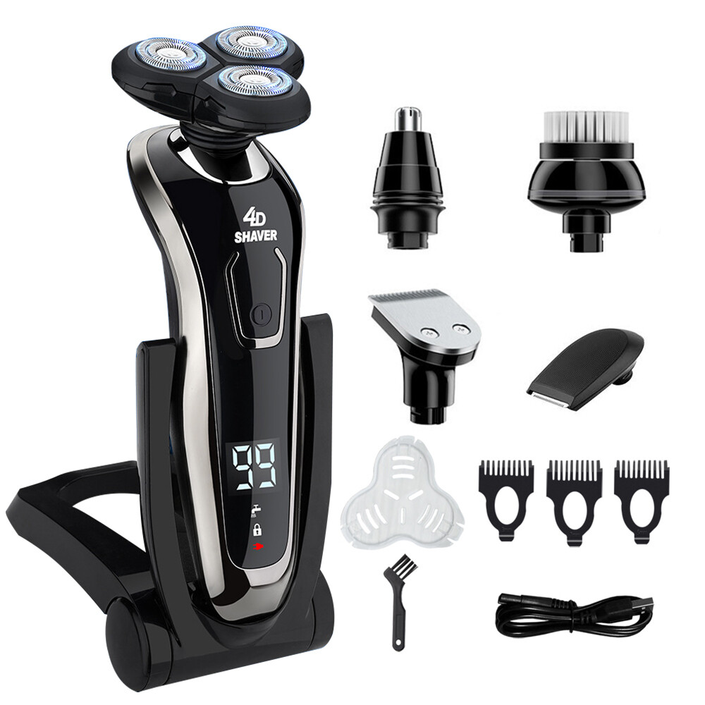 Mens Electric Shaver Razor Rechargeable Rotary Cordless Sideburn