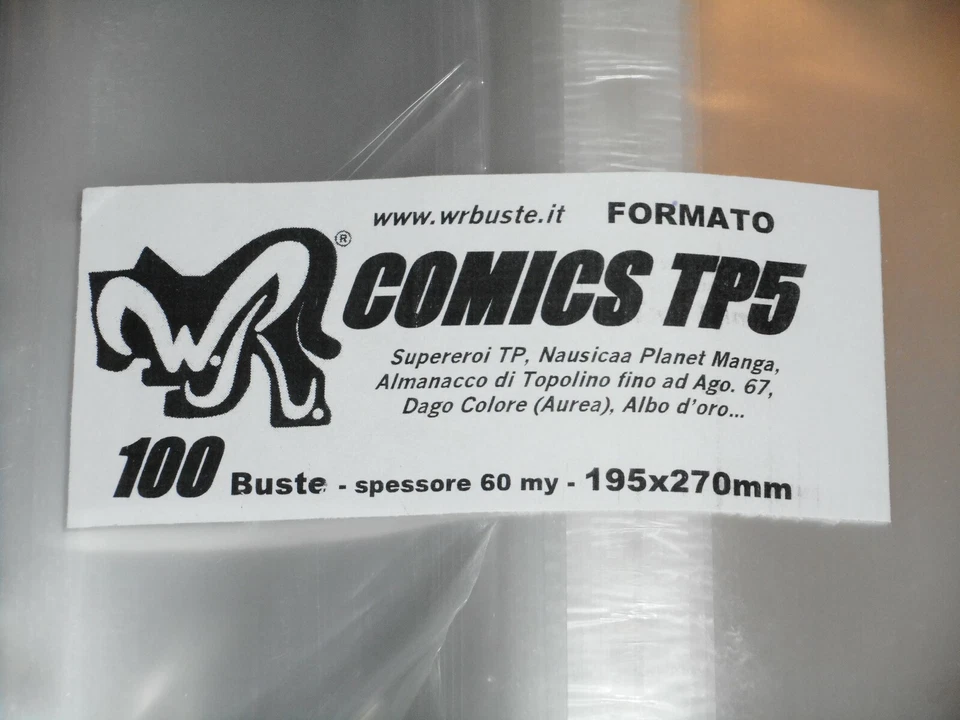 100 BUSTE WR "COMICS TP5" 195x270 mm x Supereroi TP Almanacco Topo Dago albi oro