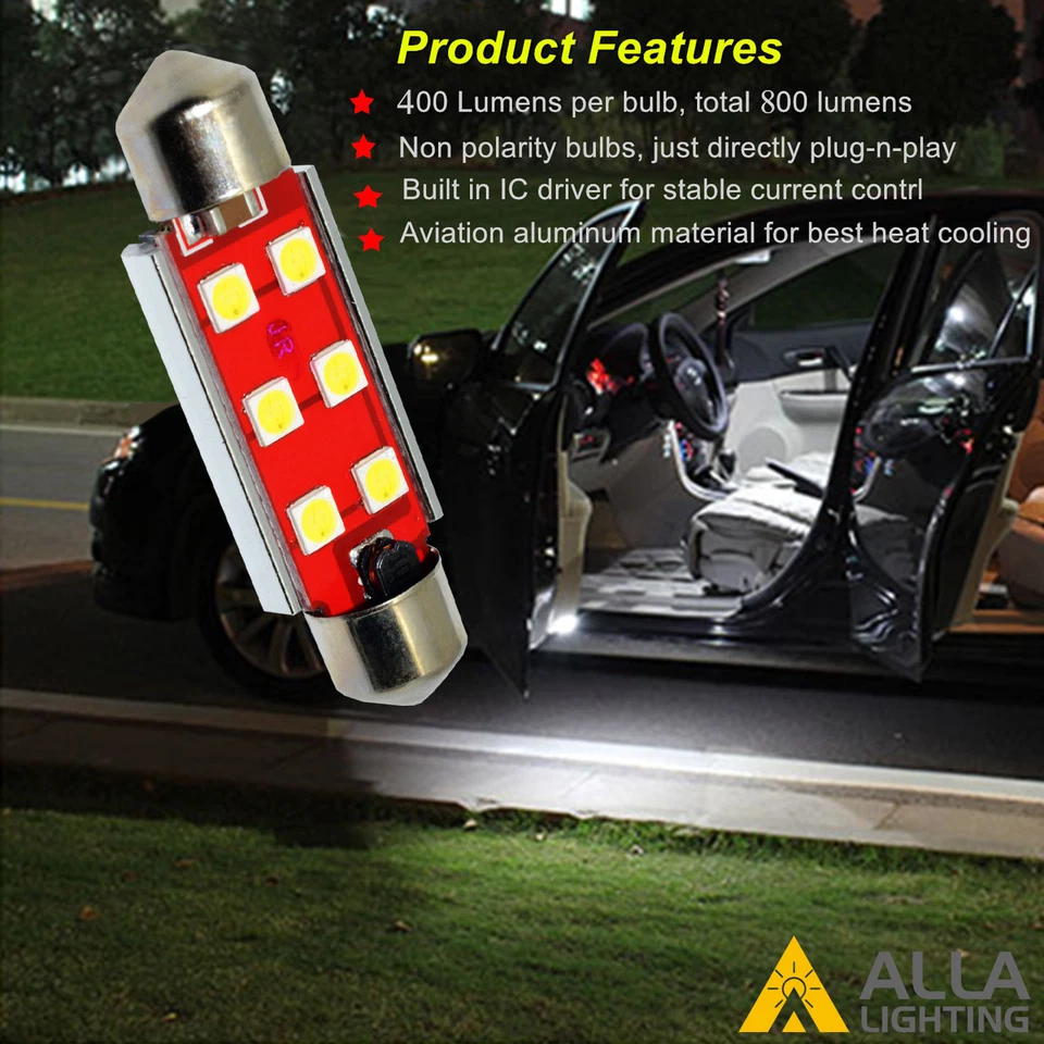 Allá Lighting 4 piezas 6 LED maletero carga equipaje bombilla repuesto blanco, 211-2 Foto 4 de 4