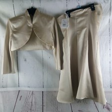 NWT $164 David's Bridal Size 8 Champain Bolero Lined Jacket & Strapless Dress