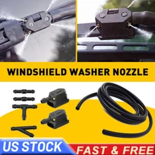 8PC Car Windshield Washer Wiper Sprayer Nozzle Spray Jet 2m Hose Tube Connectors