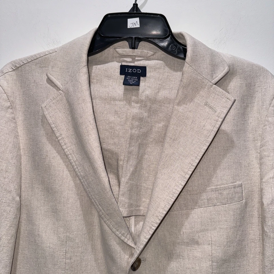 Abrigo deportivo para hombre IZOD de lino (55%)-algodón (45%) mezcla talla mediana Blazer chaqueta Foto 3 de 4