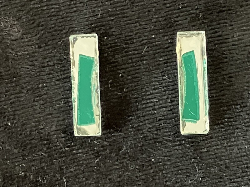 Handmade Stained Glass Earrings Mirror And Green