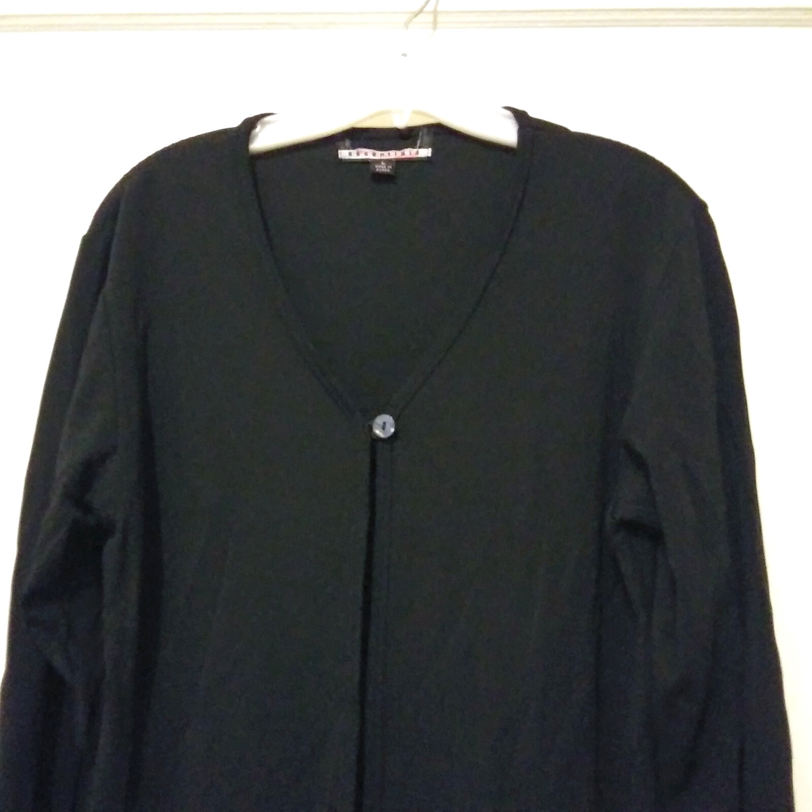 Essentials Black Sheer Single Button Cover Top Sh… - image 4