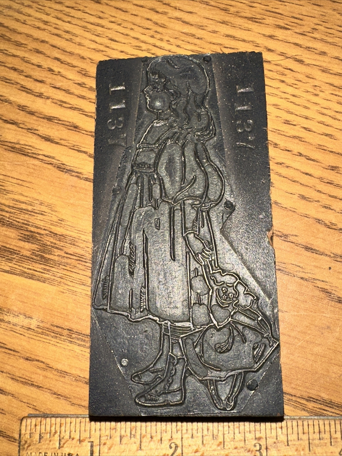 Print Block “ Cute Girl With Doll “ Great Image & Details!