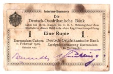 Niemiecka Afryka Wschodnia 1 rupia 1916 numer seryjny 23741 odręcznie ulepszona 