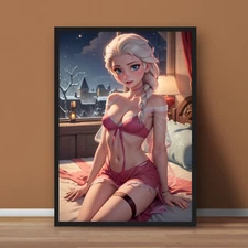 Sexy Elsa Anime Girl Lingerie Poster Print - No Frame