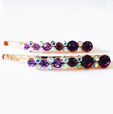 USA Bobby Pin Using Swarovski Crystal Hair Clip Hairpin simple Purple AB P01