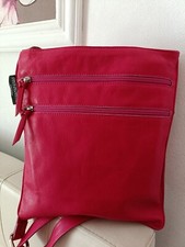 Borsa donna Vera Pelle Martellata Fucsia FORTE DEI MARMI, Tracolla Regolabile
