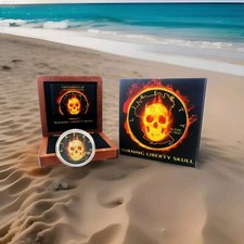 2015 USA $1 AMERICAN EAGLE **BURNING SKULL** 1 OZ .999 SILVER & RUTHENIUM COIN