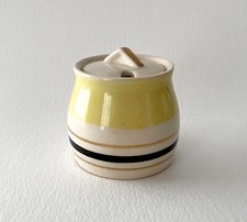 OLLA MOSTAZA VINTAGE DE ROYAL NORFOLK STAFFORDSHIRE CON BANDAS DE TRES COLORES
