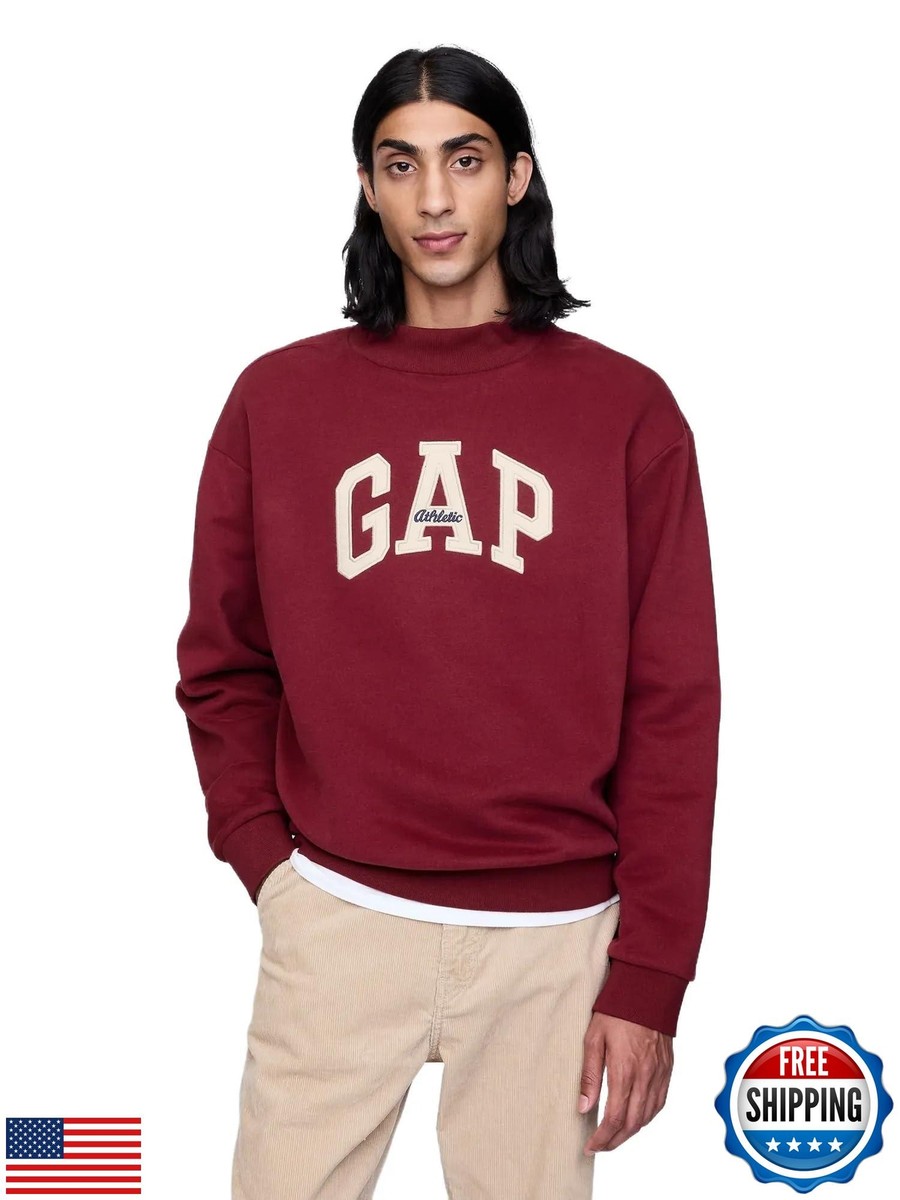 GAP mens Logo Mockneck Crew Sweatshirt Red Delicious XS | eBay