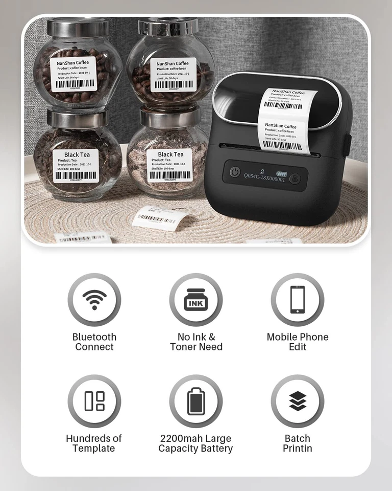 Phomemo M220 Label Maker Bluetooth Aufkleber Drucker 3“ Barcode Etikettendrucker - Bild 2 von 4