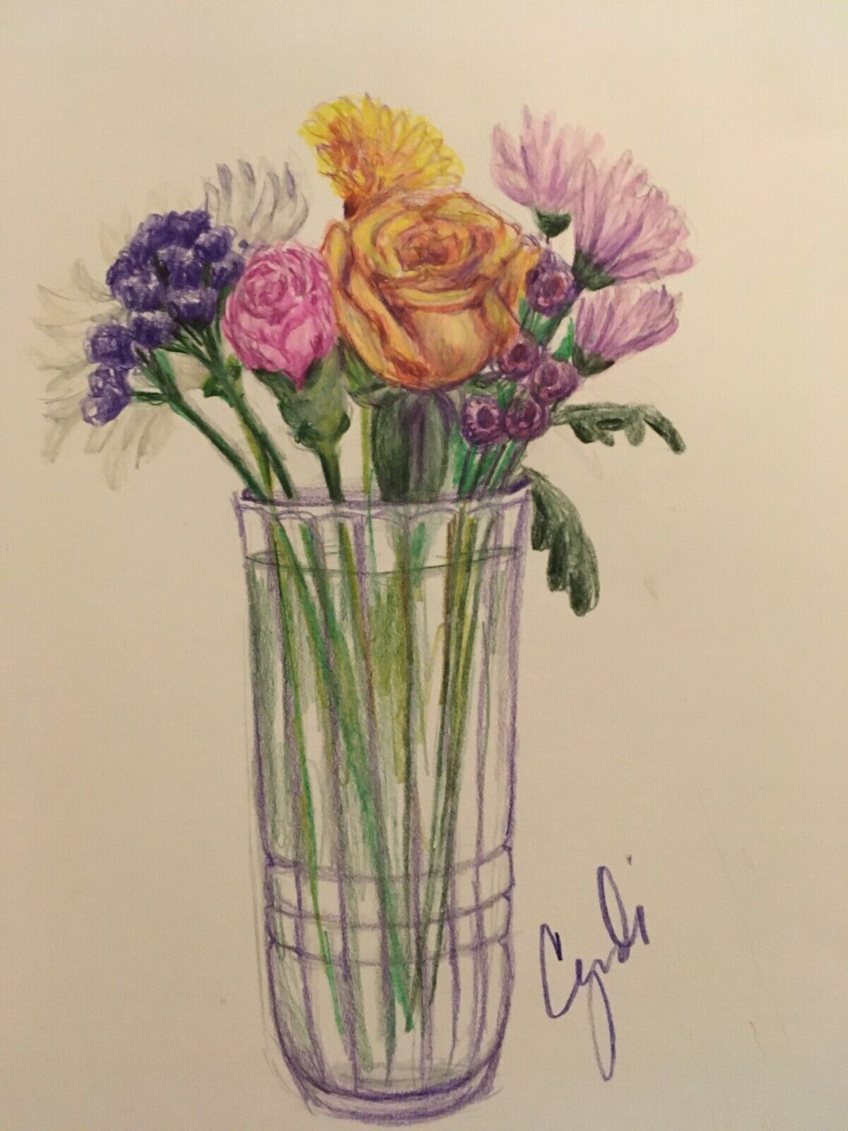 Print of Colored Pencil Drawing of Pink Rose Super Realism - Etsy