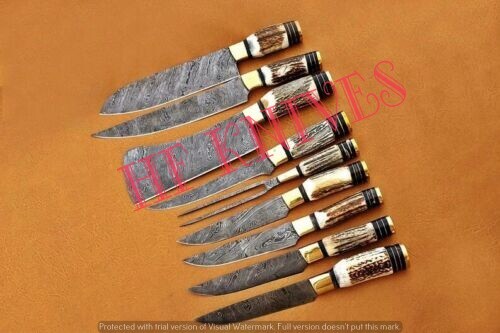 HF MESSER 9 STCK. SCHÖNES MASSGESCHNEIDERTES HANDGEFERTIGTES KOCHMESSER SET MIT LEDERMANTEL - Bild 3 von 6