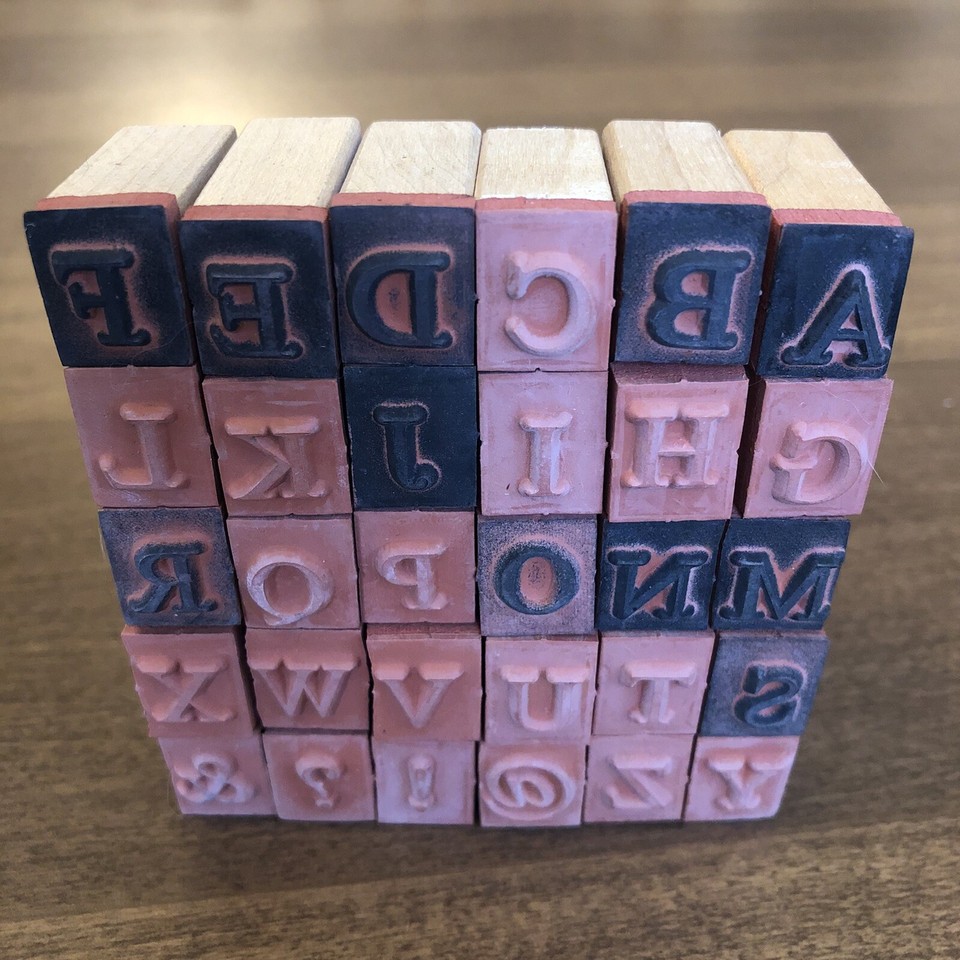 Alphabet Upper/Lower Case Letters Rubber Stamps On Wood & Clear Stamps