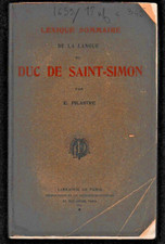 PILASTRE - LEXIQUE SOMMAIRE DE LA LANGUE DU DUC DE SAINT-SIMON LIVRE ANCIEN
