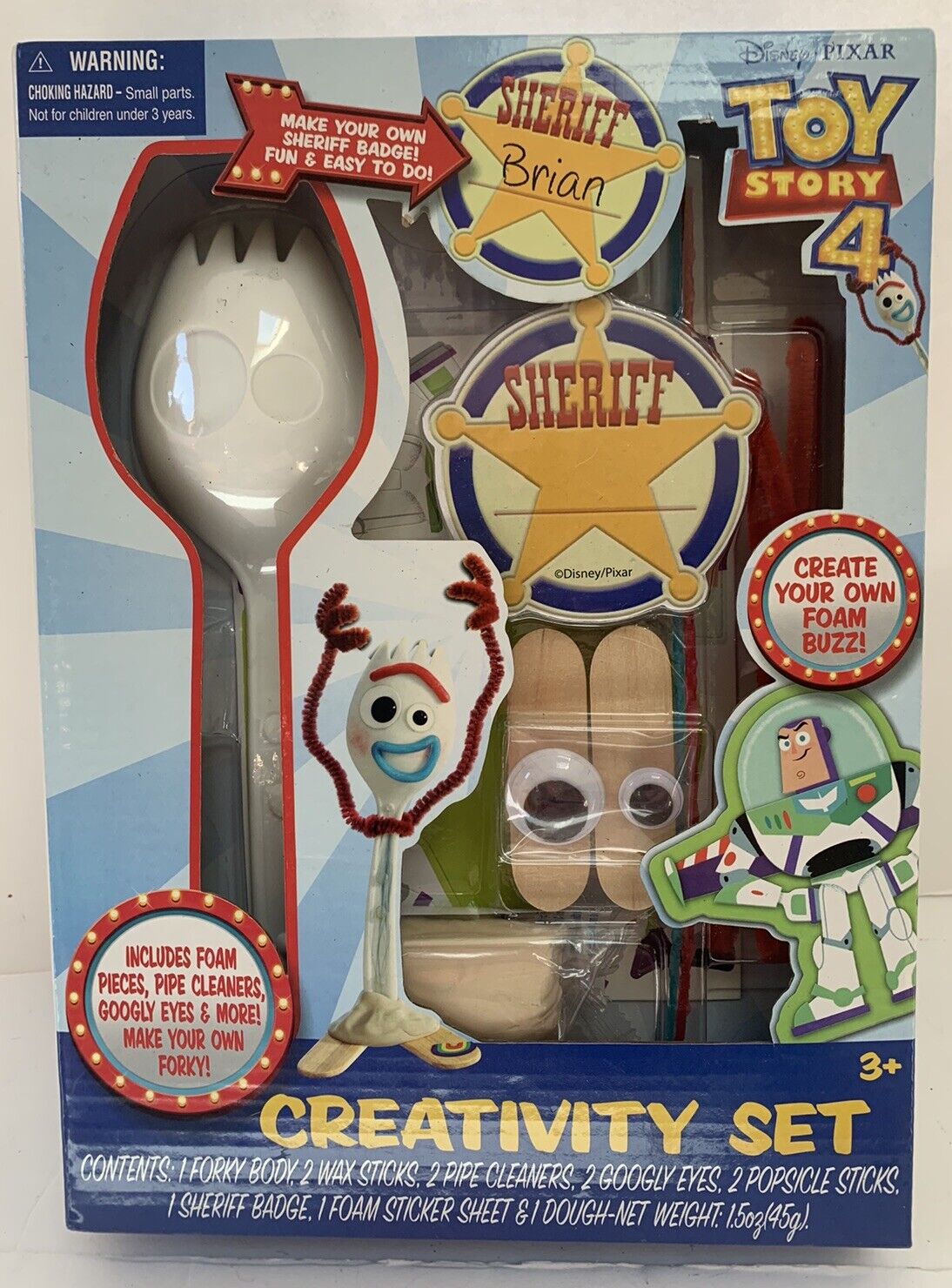 Toy Story 4 Forky Sporky Creativity Set Sheriff Badge Foam Buzz NEW