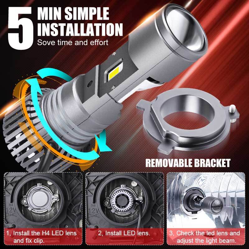 LHD H4 Bi-LED Projector Lens Headlight Kit Bulbs 6000K 100W Hi/Low Beam Retrofit | UK