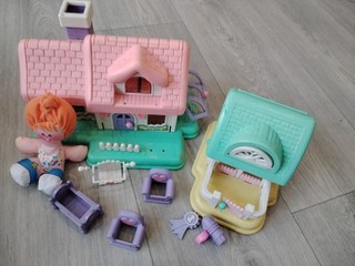 Fisher Price Smooshees Bundle Doll and House 1980s jet pack
