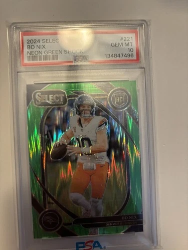 2024 Panini Select - Club Level Bo Nix #221 Neon Green Shock Prizm /499 (RC)