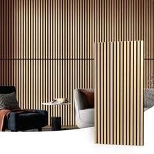 Acoustic Wood Slat Wall Panel 47.2 x 23.6 Inch Oak 2 Pack Art3d Fluted