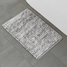 Chunky Chenille Bath Rug 17x24 Inch Grey Space Dye Soft Absorbent Mat