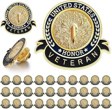 50 Pack USA Veteran American Eagle Honor Metal Lapel/Hat/Jacket Pins
