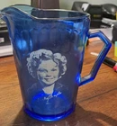 Antique Shirley Temple Cobalt Blue Hazel Atlas Depression Glass Pitcher 1930s