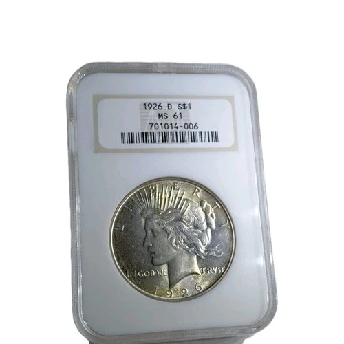 1926-D Peace Dollar $1 Silver MS 61 NGC certified 701014-006 & is a better date