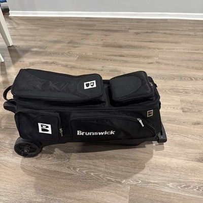Brunswick 3-ball Black Bowling Bag Wheels Telescopic Handle Shoe