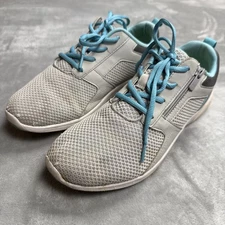 Vionic Lyla Women’s Size 10 Wide Gray Mesh Walking Shoes with Teal Laces