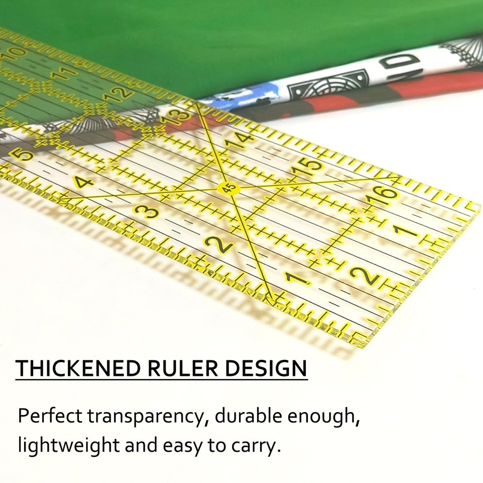 Lexan Ruler Yellow 5 PCS Acrylic Sewing Quilting Ruler Set NonSlip Rings Cutting ...