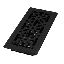 4 In. X 10 In. Gothic Design Black Steel Floor Register
