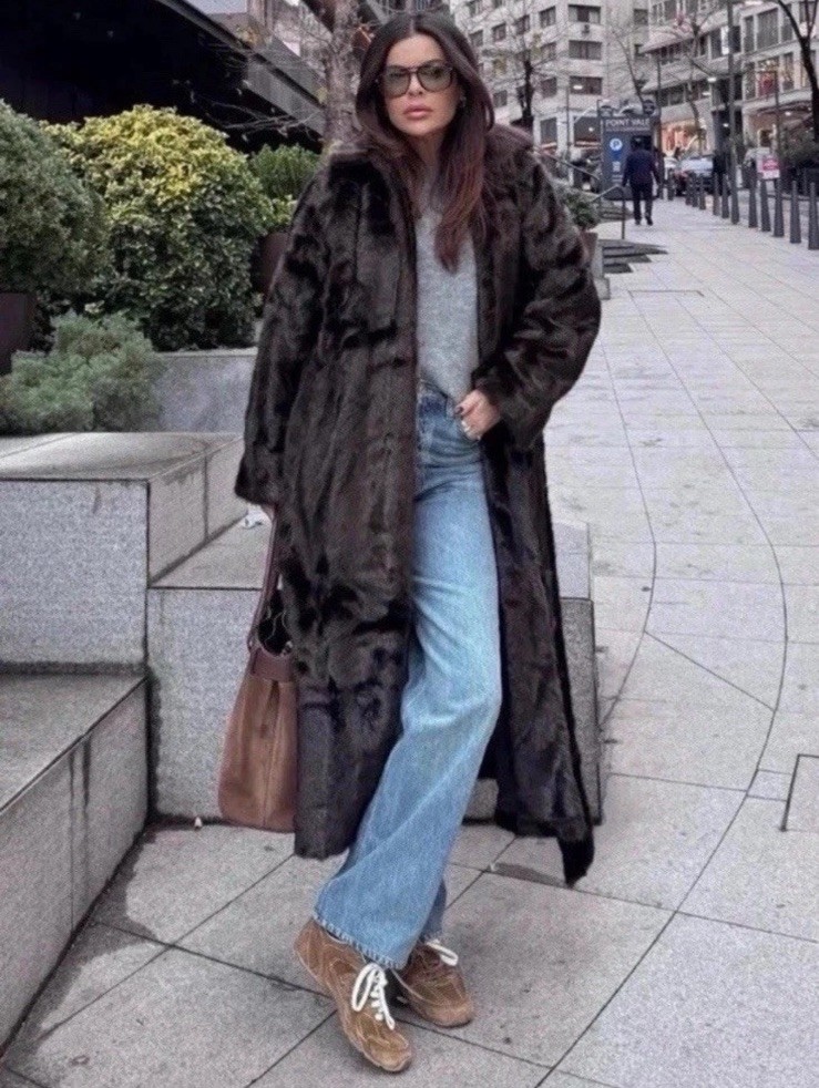 ZARA BLACK LONG FAUX FUR COAT NEW FW24/25 SIZE L Ref 2969/255