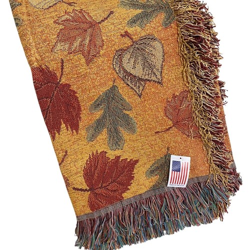 Coperta da lancio arazzo foglie autunnali gettata 50x60" NUOVA - Foto 3 di 9