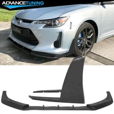 Fits 14-16 Scion TC V3 Style Front Bumper Lip Splitter + Winglets Unpainted PU