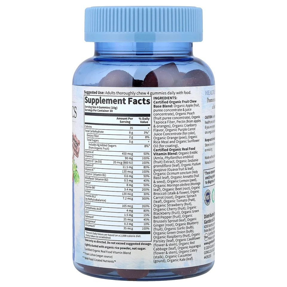 Organics, Men's Multi Gummies, Organic Berry, 120 Vegan Gummy Drops - Image 2 of 3