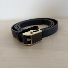 Authentic Valentino Garavani Navy Dress Belt Gold Hardware 90/36