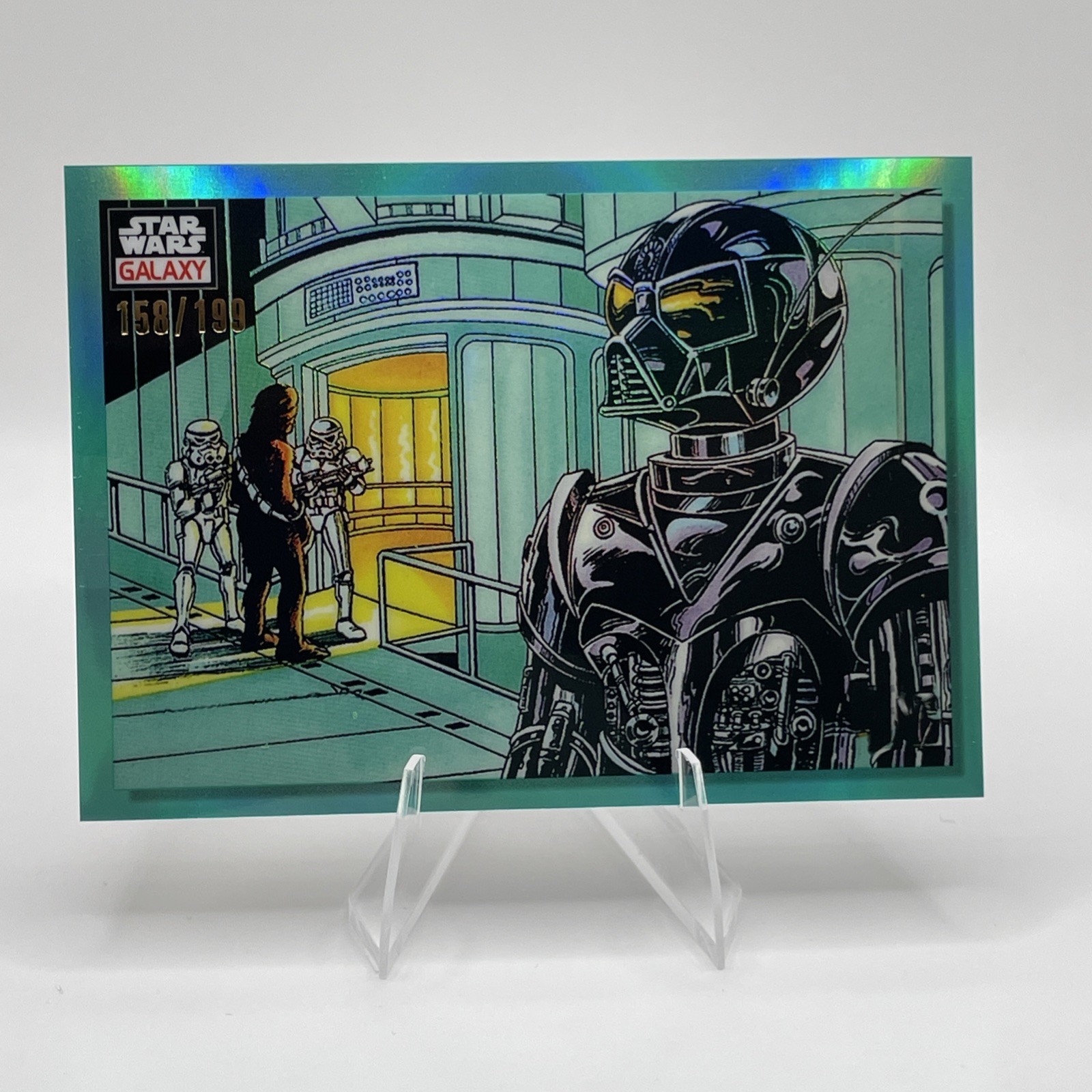 2023 Topps Chrome Star Wars Galaxy #27 A Plan In Action Aqua /199 Chewbacca