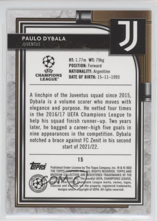 2021-22 Topps Museum Collection UCL Paulo Dybala #15 - Image 2 of 2