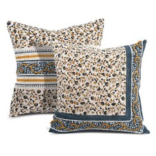 Ridhi Handmade Amalfi Coast European Print Cotton Cushion Cover 20x20 Inch De...